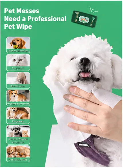 Customized Pet Wet Wipes for Deodorizing and Antibacterial Purposes, Suitable for Cats and Dogs. Large Size, Thick Texture, Non-wash-off. photo-5