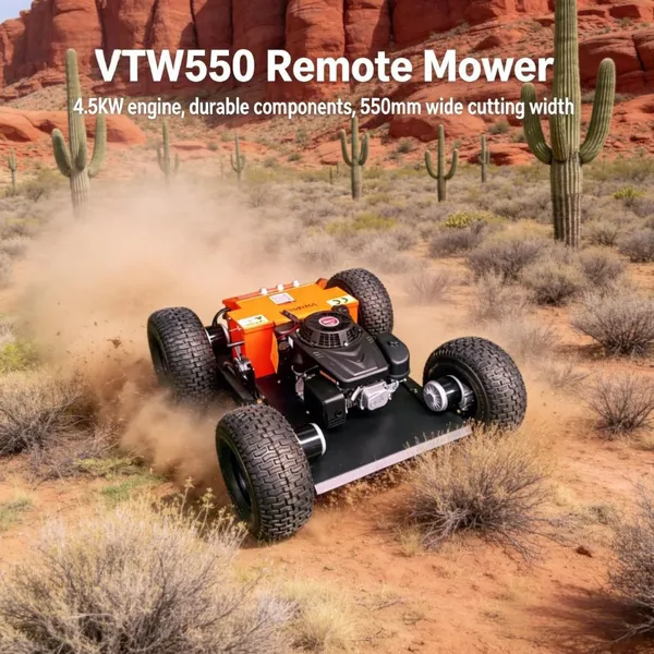 VTW550-90 4 Wheels Remote Controlled Wheeled Lawn Mowing Robot Made in China 0-6km/h Variable Speed Garden Lawn Mower