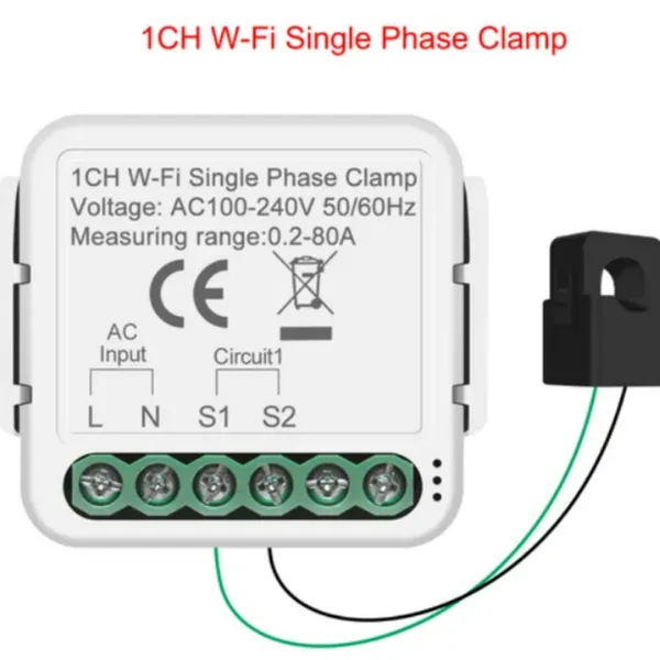 Smart New WiFi Energy Clamp Bidirectional Meter App Real-time Monitor Power Consumption AC100-240V Work With Tuya