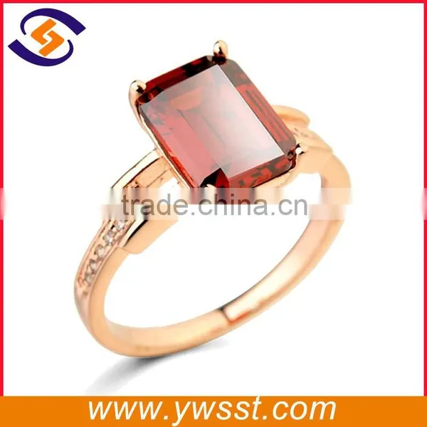Red Square cz Fix 20k Gold Plated Jewelry Ring