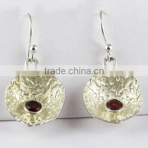Classic !! Garnet 925 Sterling Silver Earring, 925 Stamped Silver Jewelry, Buy Silver Jewelry photo-2