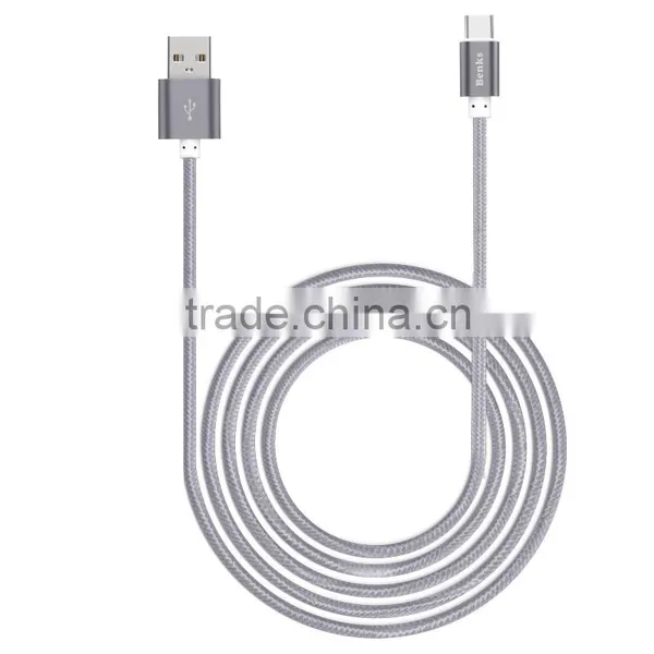 BENKS 2.1A Speed Tansfer Type-c Cable 1m Metal Nylon Weave Cable for Type-c Device photo-2