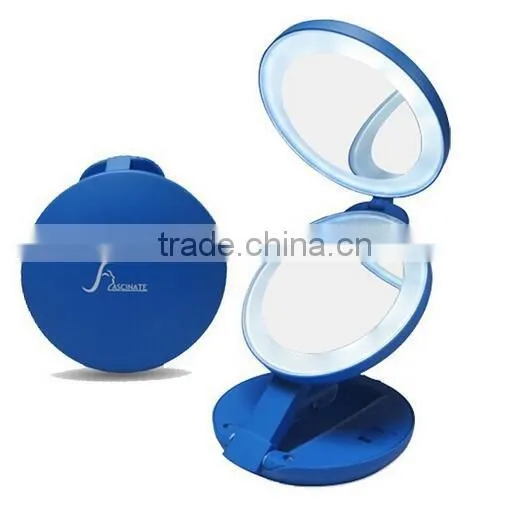 Brand New Dual Sides Folding LED 1x & 10X Magnification Cosmetic LED Light Up Magnifying Travel Pocket LED Mirror photo-5