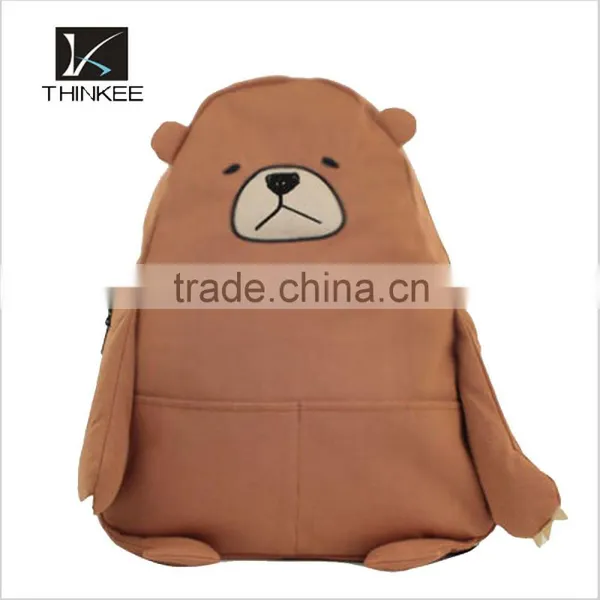 Cute Bear Image Canvas Kids School Backpack photo-3