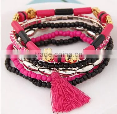 >>New Design Colorful Multi Layer Tassel Bead Bracelets / photo-3