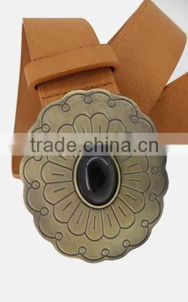 2015 Vintage Style Women's Fashion PU Brand Belt With Flower Shape Buckle photo-6