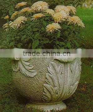 White Marble Flowerpot/planter With Relief Decorations From Vietnam