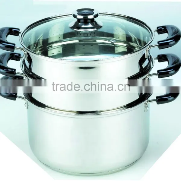 AH3600 4PCS STAINLESS STEEL 201 3LAYER BOILER ( STEAMER SET )