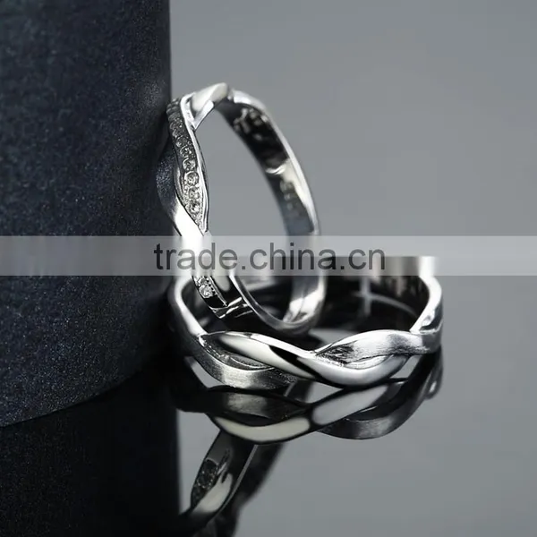 Loyal Couple Infinity Symbol S925 Silver Plain Engagement Couple Rings photo-6