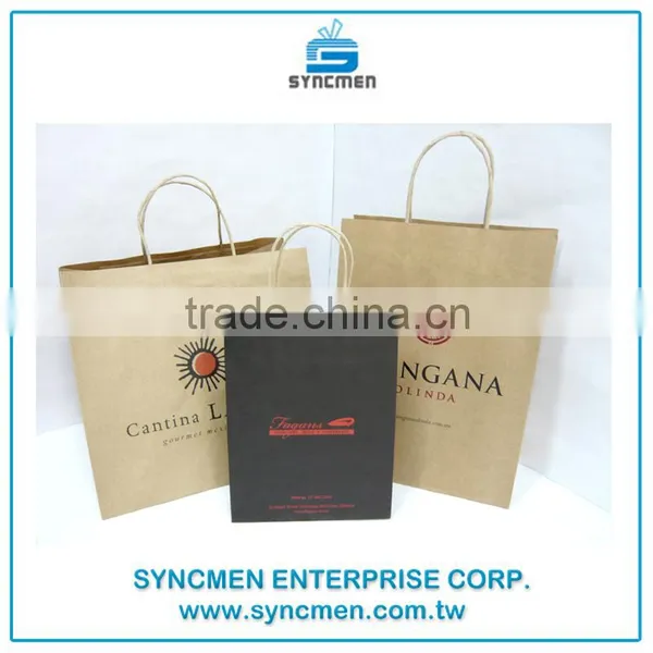 2016 Low Cost Brown Custom Printed Kraft Paper Bags With Paper Twisted Handle photo-4
