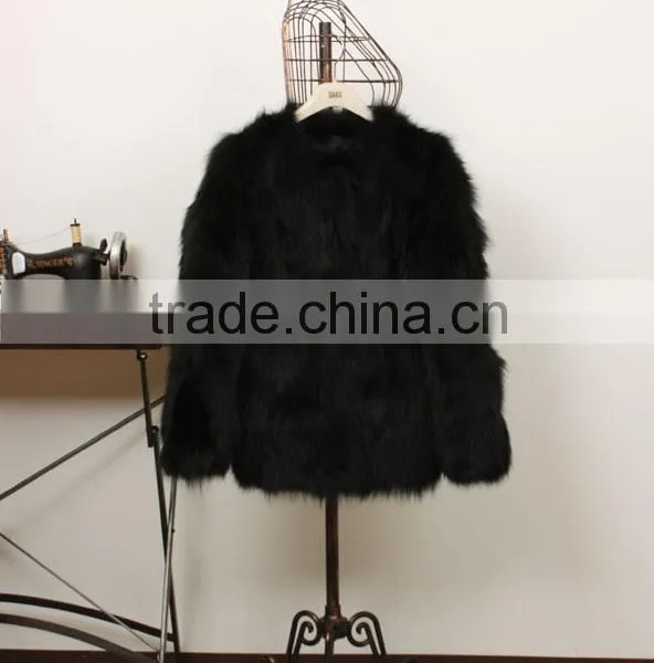 New Fashion Black High Quality Sex Fox Fur Coat Woman photo-4
