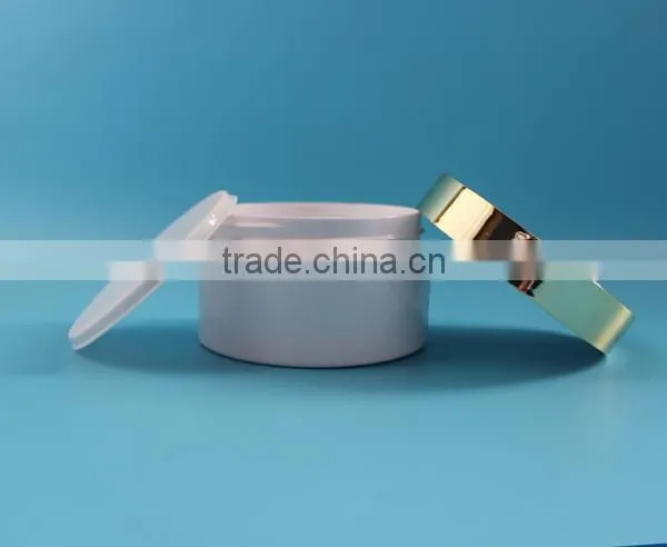 100ml 100g Empty White PET Plastic Cream Jar Container With Gold Aluminium Lid photo-2