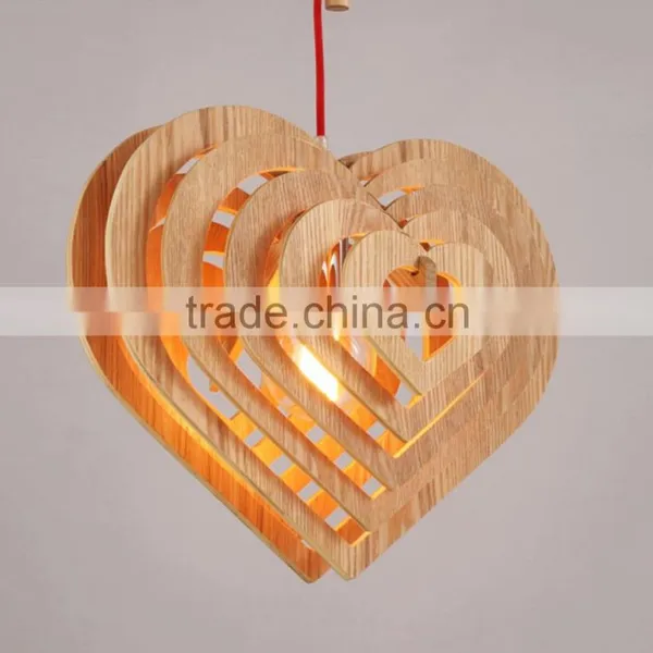 Nordic Creative Brief Wooden Pendant Lamps Heart Shape Living Room Bedroom Lighting Fixtures Holiday Living Christmas Lights photo-2