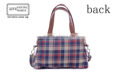Hot Selling Colorful Plaid Canvas Lady Messenger Bags photo-2