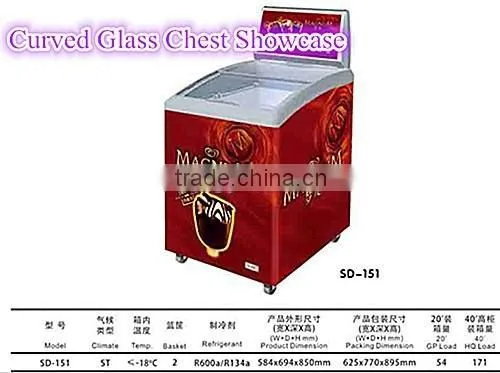 Top Curved Sliding Glass Door Chest Freezer Display Freezer photo-4