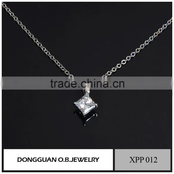 Pink Color Single Stone Pendant Necklace/silver Plated Classic Design photo-6