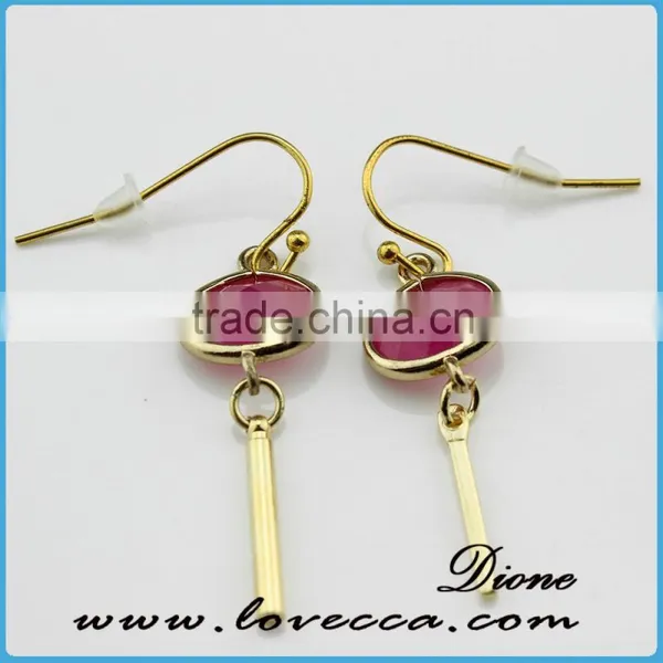 Alloy Copper New Coming Glass Stone Earrings photo-3