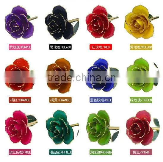 24K Gold Dipped Plated Trimmed Real Flower Rose Decorative photo-2