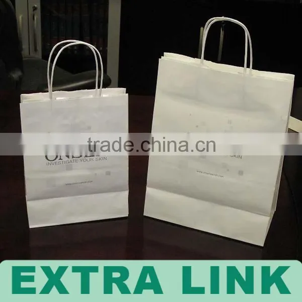Promotional Custom Logo Printed Fancy White Brown Craft Paper Bag Wholesale photo-3