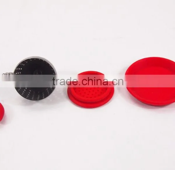 Red Color Silicone Loose Tea Strainer Filter Spice Tea Infuser Stainless Diffuser photo-2