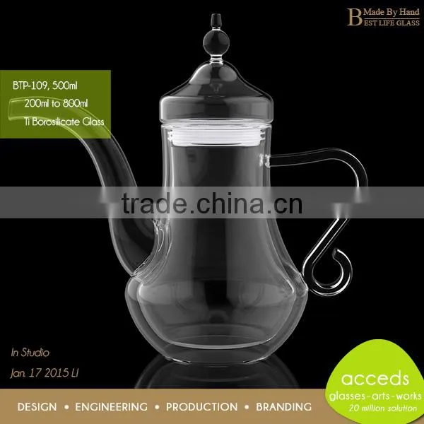 Odd-Shaped Artistic Handcrafted High Quality Double Glass Tea Pot photo-6