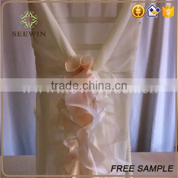 Chiffon Ruffled Banquet Chair Cover for Wedding Party photo-4