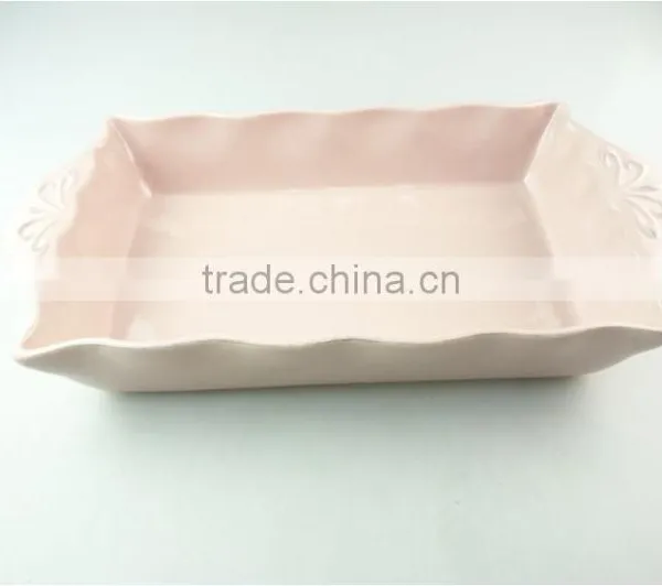 Stocklot Light Glaze Rectangular Shape Ceramic Bakeware With Handles photo-2