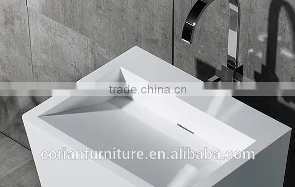 Acrylic Solid Surface Corian New Design Hote Bathroom Basin Stand photo-4