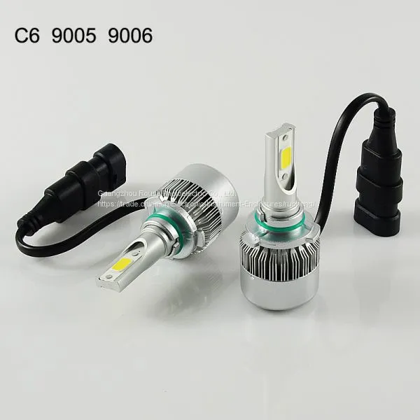 LED фара C6 9005 9006 COB 30Вт/Лампа (60Вт/Набор) 6400 лм/набор (3200 лм/одна лампа) LED COB Лампы фар высокого и низкого света