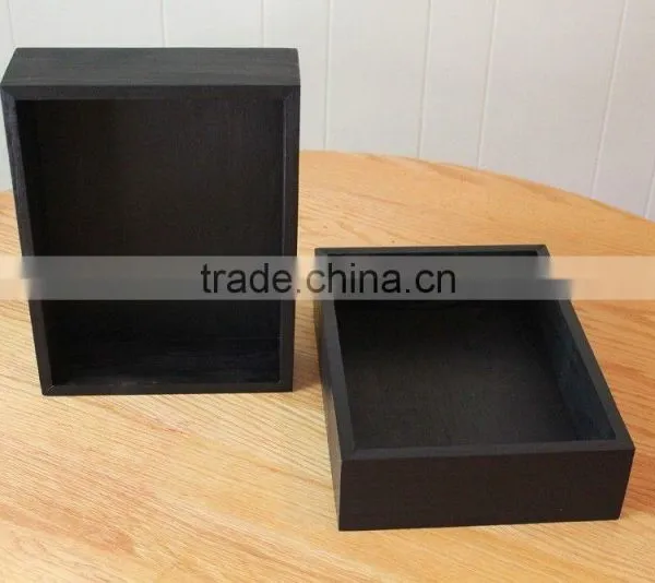 Wooden Box Wedding Centerpiece Black Box Flower Planter 12"x9"x3" photo-3