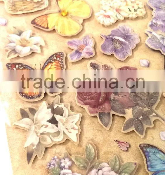 Butterfly & Rose Design Sticker in Colors, 3D Popular Design Decorative Glitter Sticker With Gems/Rhinestone photo-6