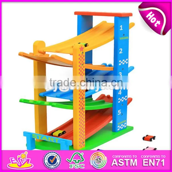 2017 New Design 5 Levels Children Funny Wooden Race Car Track Toy W04E050 photo-4