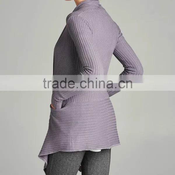 Latest Design Ladies Sweater Western Apparel Romantic Layer Knitted Ribbed Gray New Fashion Cardigan 2017 Women photo-3