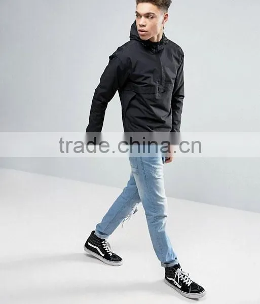 2017 Best Price High Quality Overhead Design Durable Hooded Funnel Collar 100% Polyester Black Casual MenJacket photo-4