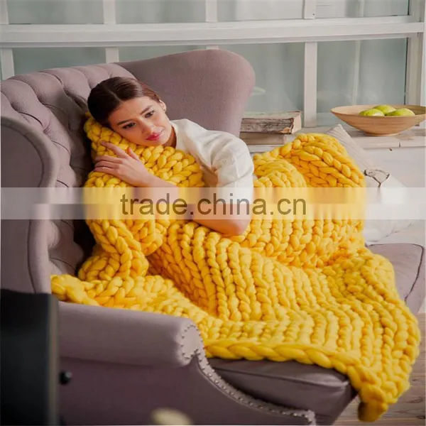 Wholesale Super Chunky Blanket Knitted Blanket Handmade Wool Blanket photo-4
