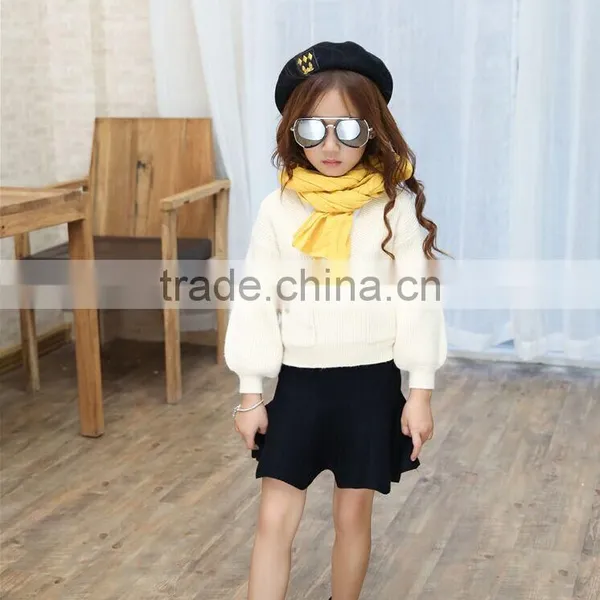 Wholesale Lantern Sleeve V Neck High Quality Girl Sweater Pullover photo-2