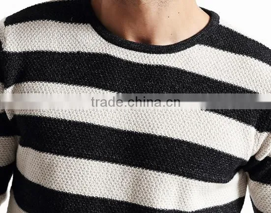 2017 Supple Simple Design Round Collar Stripe Sweater Men Pullover With Low Prices photo-6
