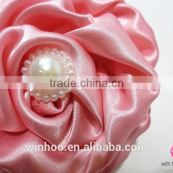 2015 Hottest Elastic Peony Flower Hairband, Satin Flower With Bead photo-4
