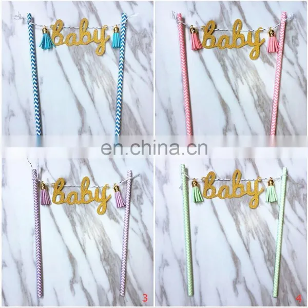 Lovely Blue and Pink BABY Paper Cake Bunting Birthday Cake Decor Wholesale photo-3