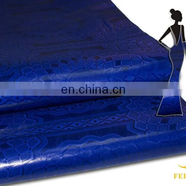 2017 Latest Design Bazin Brocade Styles For Ladies Royal Blue Color African Women Clothing Shadda Brocade Wedding Fabric photo-2