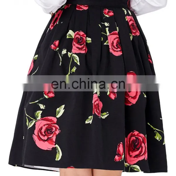Grace Karin Women Pleated Vintage Cotton Floral Print Skirt CL6294-19 photo-4