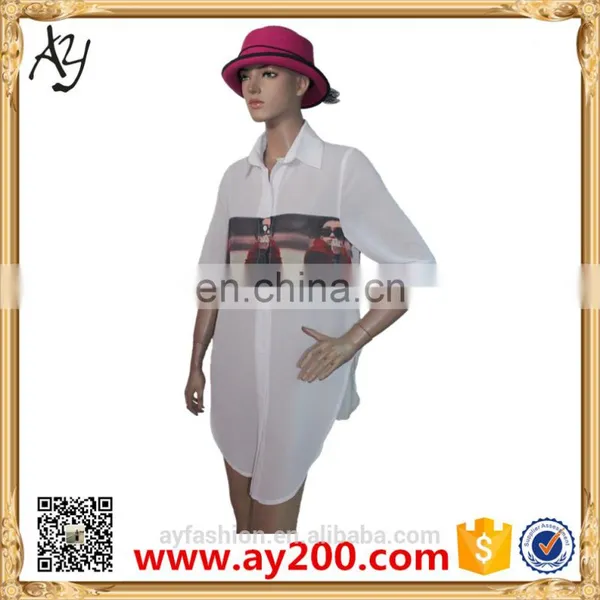 2016 Slim Fit Trendy Design High Quality Long Sleeve Women/ladies Shirt Chiffon Long Shirt photo-3