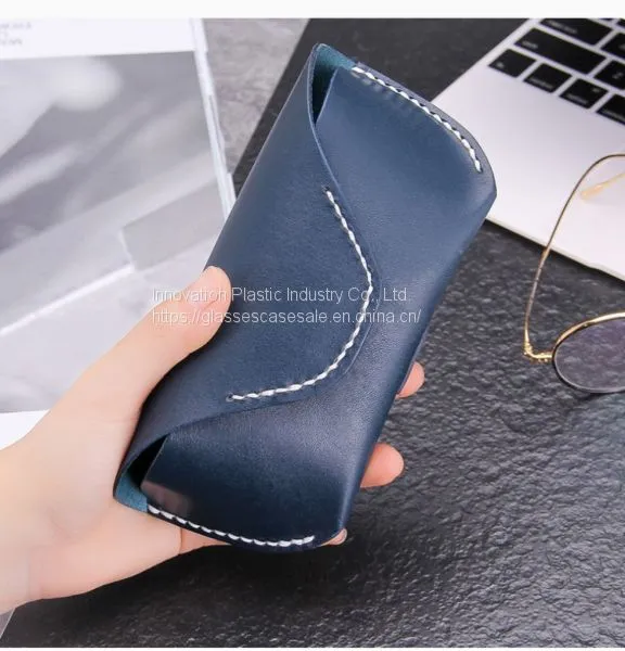 100% Purity Hand-made Leather Eyeglasses Case; Vintage and Crush-resistant Sunglasses Case photo-2