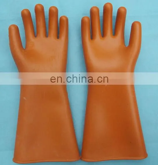 25kv Natural Rubber Orange Color Dielectric Safety Gloves photo-3