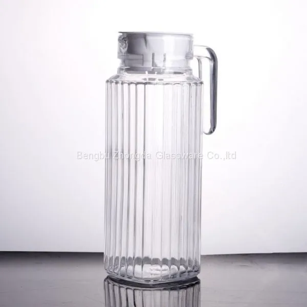 HOT SELLING 1.1L CLEAR GLASS WATER JUG WITH HANDLE AND PLASTIC COVER LID FOR DAILY TABLEWARE photo-2