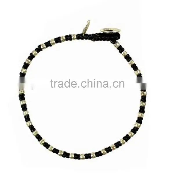 Black String Woven Bracelet With Alloy Metal Bar photo-5