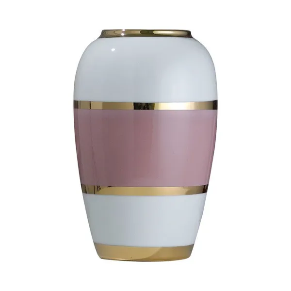 Modern Simple Fashion Gild Pink White Ceramic Flower Vase For Artificial Flower Decor photo-5