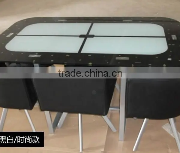 Modern Glass Dinning Tables and pu 6 Chairs Set photo-3
