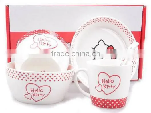 Set of 5 Porcelain Kids Dinner Set Gift Box Ceramic and Porcelain Kids Dinner Set Baby Use Porcelain Dinner Set photo-2