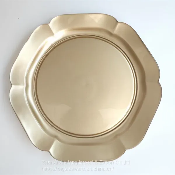 Wholesale Dinnerware 13 Inches Glass Charger Plate Dishes With Gold Silver Colored Decoration photo-4